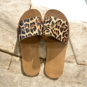Soda Tan Leopard Slide Sandals
